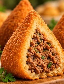 Coxinha de carne ouverte, farce au bœuf