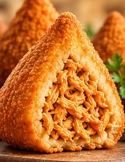 Coxinha de frango ouverte, farce au poulet effiloché