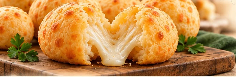 Pães de queijo dorés sur une planche